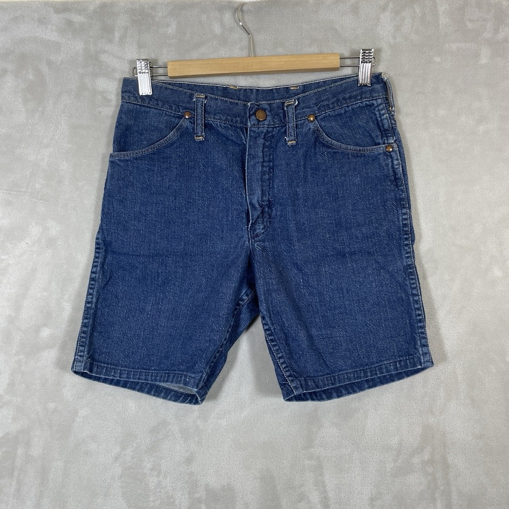 True Vintage 50s 60s Wrangler Sanforized Denim Shorts 29x7 Dark Wash Gripper Zip